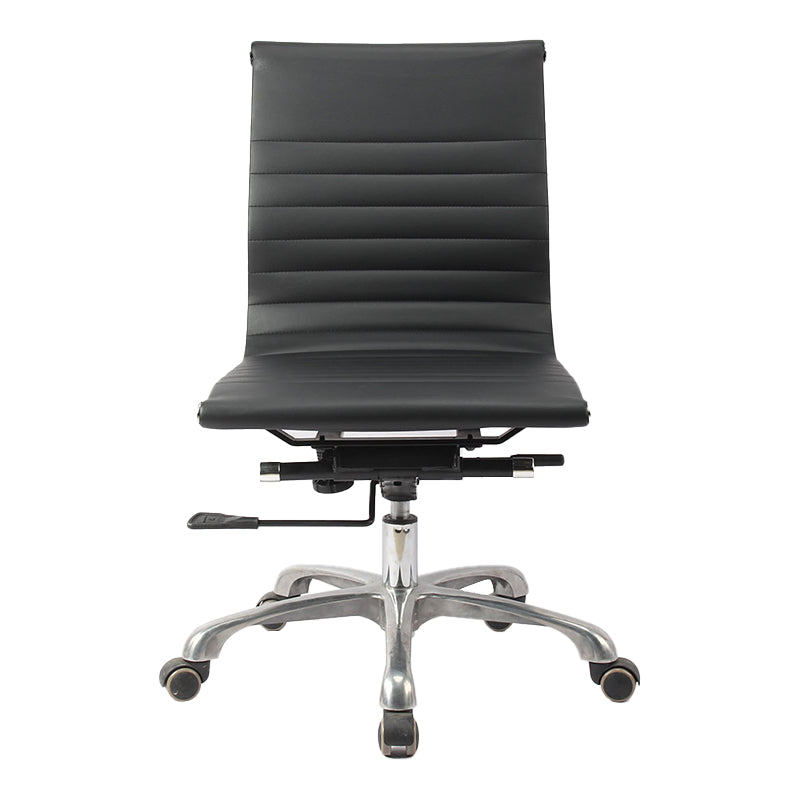 Modern Black Office Chair Adjustable Seat Height Faux Leather Desk Chair with Wheels