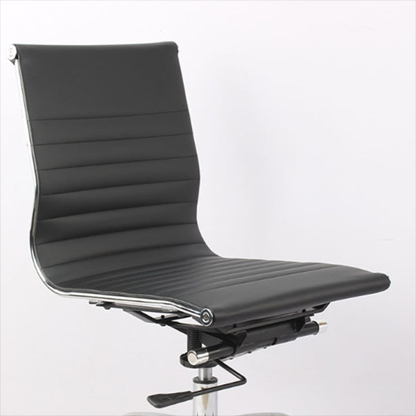 Modern Black Office Chair Adjustable Seat Height Faux Leather Desk Chair with Wheels