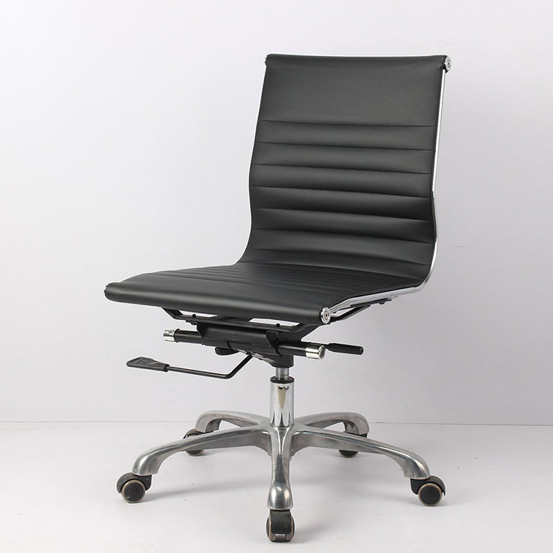 Modern Black Office Chair Adjustable Seat Height Faux Leather Desk Chair with Wheels