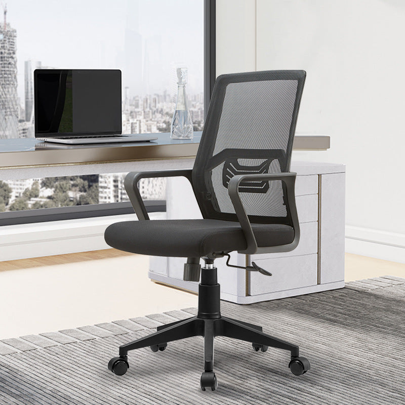 Modern Slide Office Chair Adjustable Seat Height Black Desk Chair with Wheels