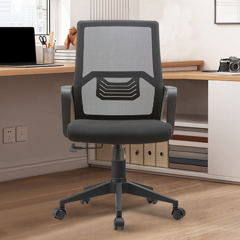 Modern Slide Office Chair Adjustable Seat Height Black Desk Chair with Wheels