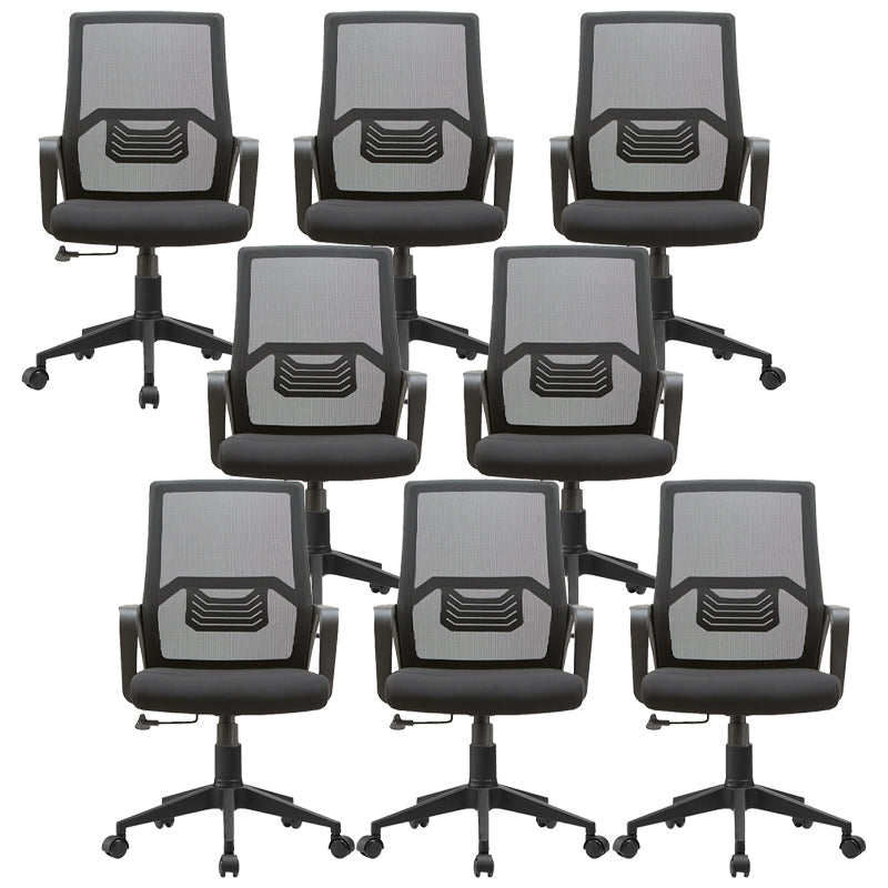 Modern Slide Office Chair Adjustable Seat Height Black Desk Chair with Wheels