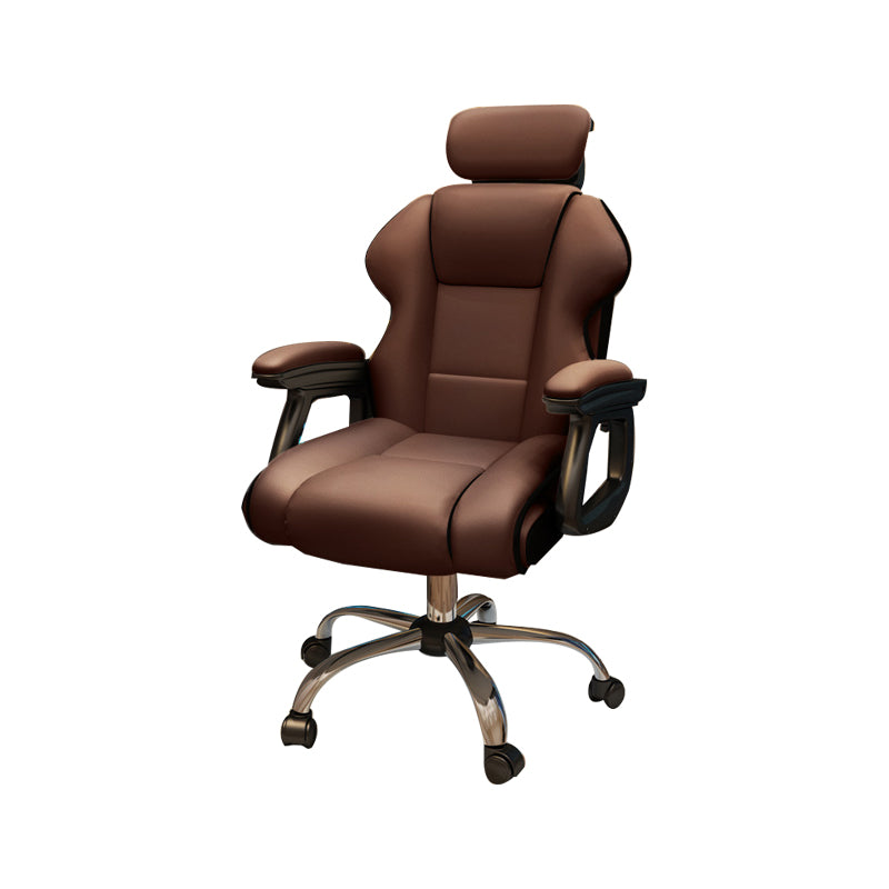 Modern Style Gaming Chair Faux Leather Fixed Arm Desk Chair for Home