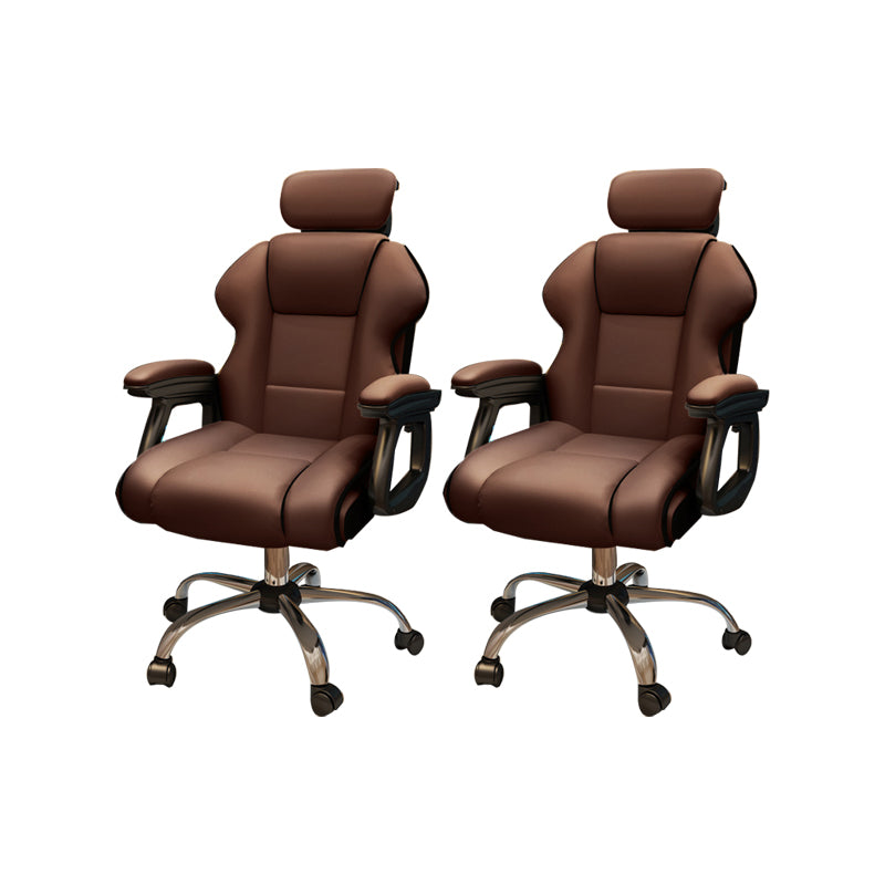 Modern Style Gaming Chair Faux Leather Fixed Arm Desk Chair for Home