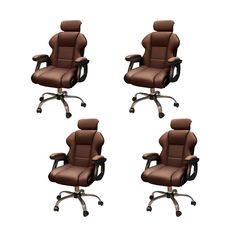 Modern Style Gaming Chair Faux Leather Fixed Arm Desk Chair for Home