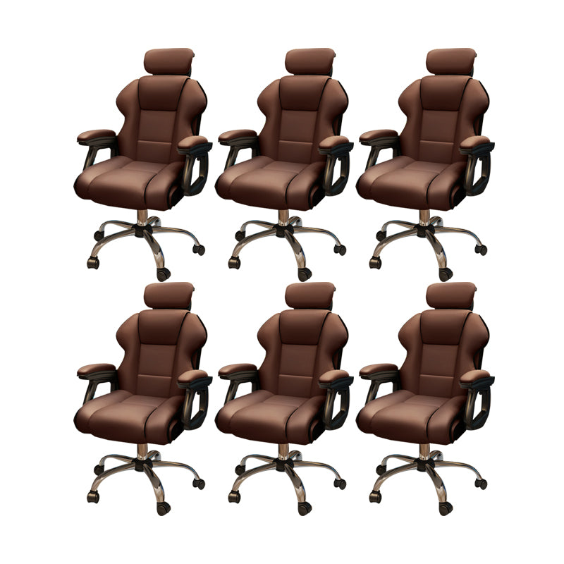 Modern Style Gaming Chair Faux Leather Fixed Arm Desk Chair for Home