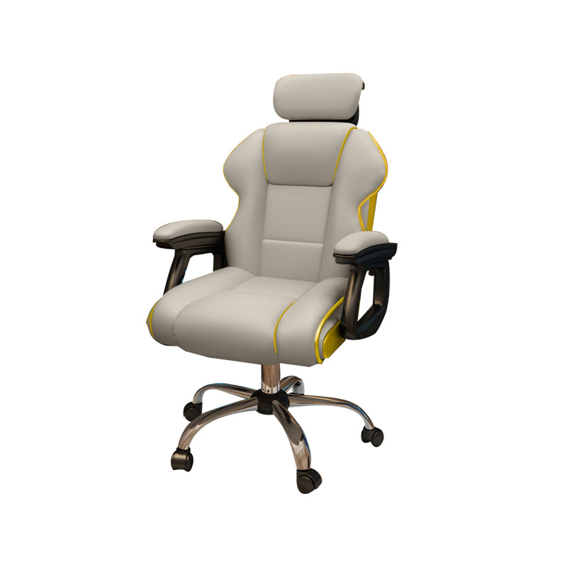 Modern Style Gaming Chair Faux Leather Fixed Arm Desk Chair for Home