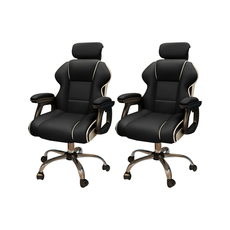 Modern Style Gaming Chair Faux Leather Fixed Arm Desk Chair for Home