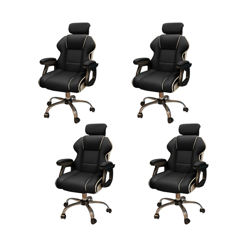 Modern Style Gaming Chair Faux Leather Fixed Arm Desk Chair for Home