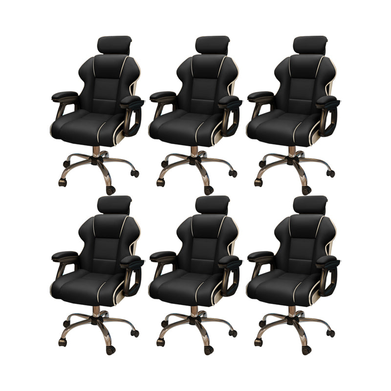 Modern Style Gaming Chair Faux Leather Fixed Arm Desk Chair for Home