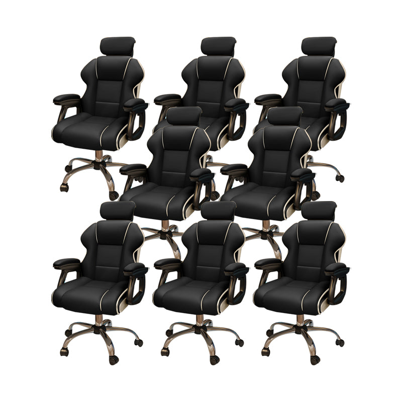 Modern Style Gaming Chair Faux Leather Fixed Arm Desk Chair for Home