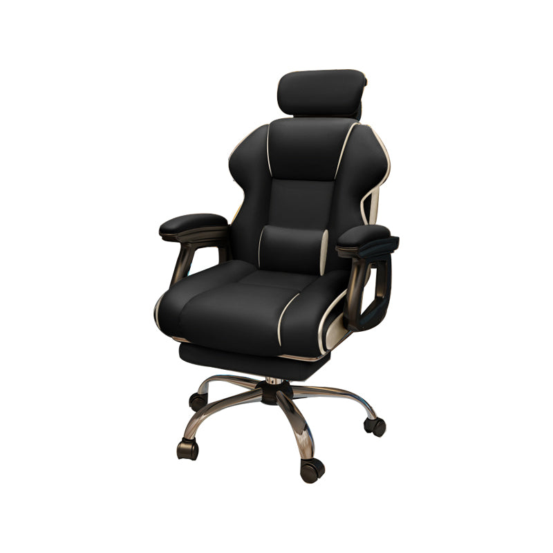 Modern Style Gaming Chair Faux Leather Fixed Arm Desk Chair for Home