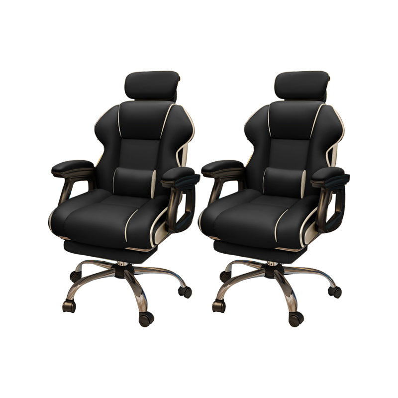 Modern Style Gaming Chair Faux Leather Fixed Arm Desk Chair for Home