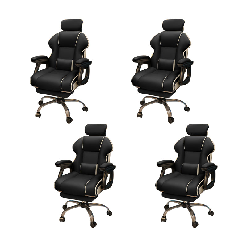 Modern Style Gaming Chair Faux Leather Fixed Arm Desk Chair for Home