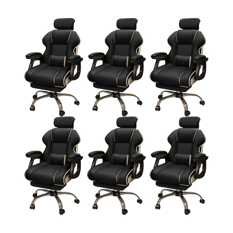 Modern Style Gaming Chair Faux Leather Fixed Arm Desk Chair for Home