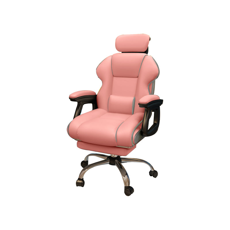 Modern Style Gaming Chair Faux Leather Fixed Arm Desk Chair for Home