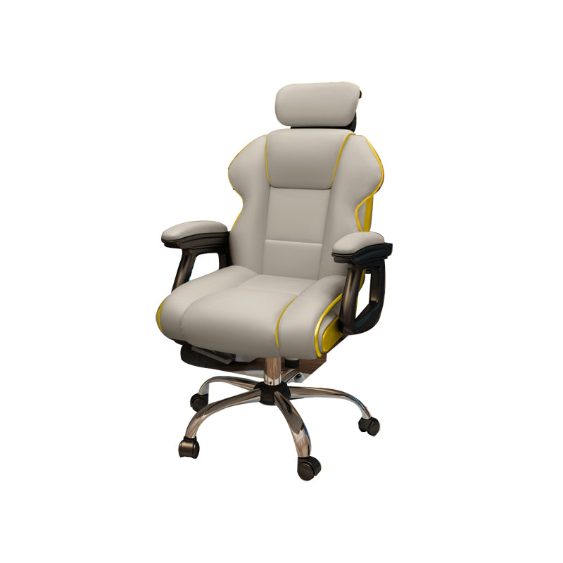 Modern Style Gaming Chair Faux Leather Fixed Arm Desk Chair for Home