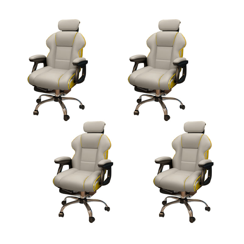 Modern Style Gaming Chair Faux Leather Fixed Arm Desk Chair for Home