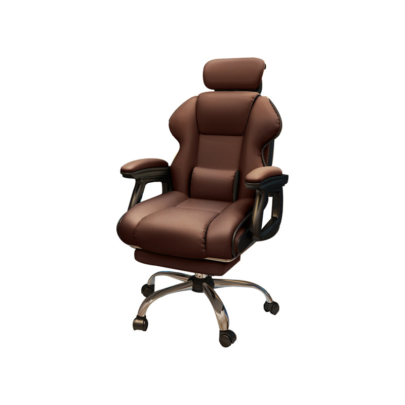 Modern Style Gaming Chair Faux Leather Fixed Arm Desk Chair for Home