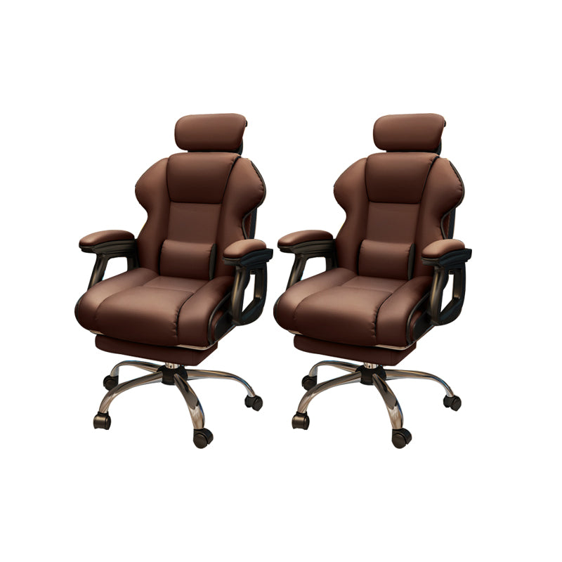 Modern Style Gaming Chair Faux Leather Fixed Arm Desk Chair for Home