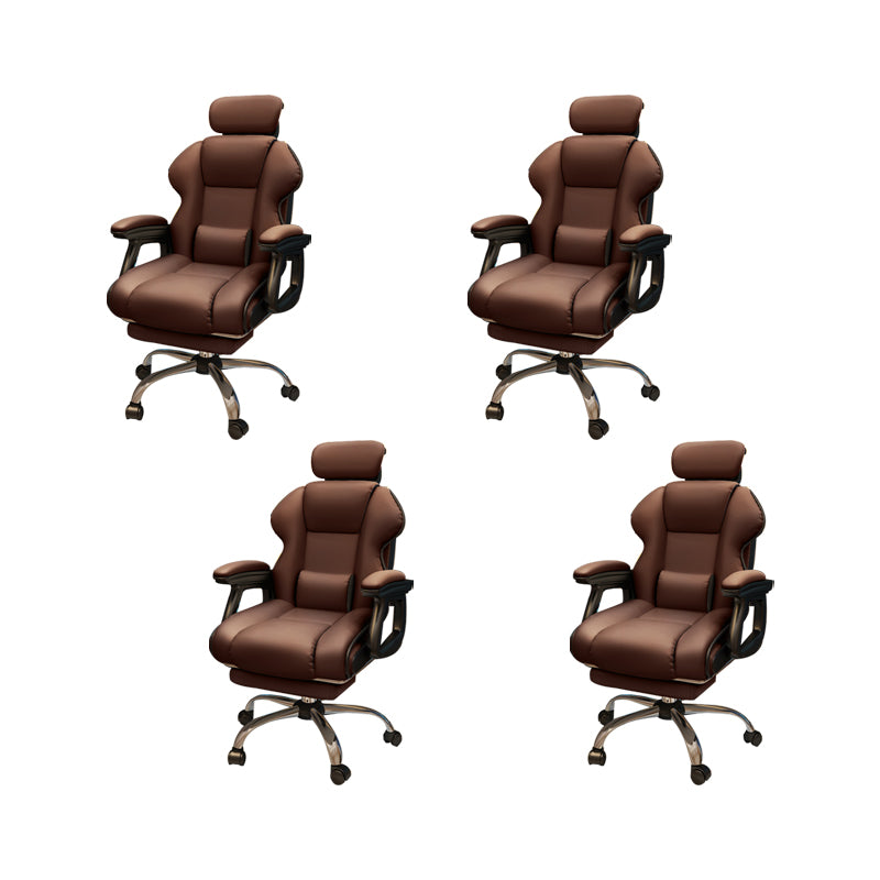 Modern Style Gaming Chair Faux Leather Fixed Arm Desk Chair for Home