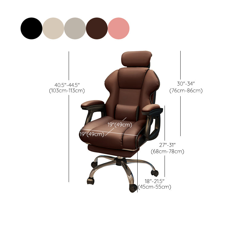 Modern Style Gaming Chair Faux Leather Fixed Arm Desk Chair for Home