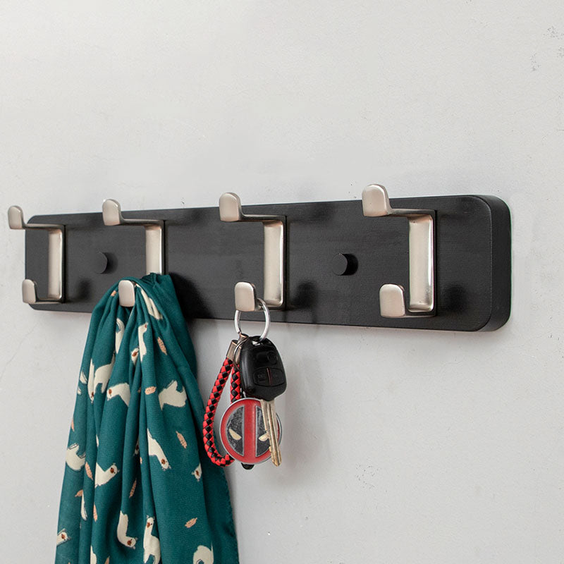 Contemporary Wood Coat Rack Wall-Mounted Coat Hanger with Hooks