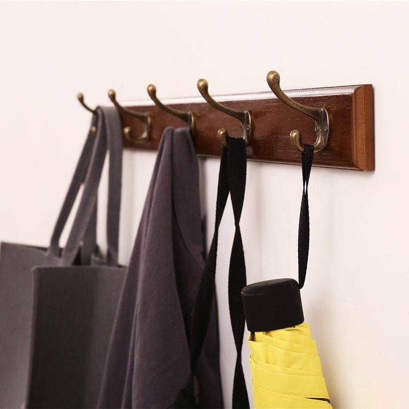 Modern Wooden Entryway Coat Rack Wall-Mounted Coat Hanger with Hooks