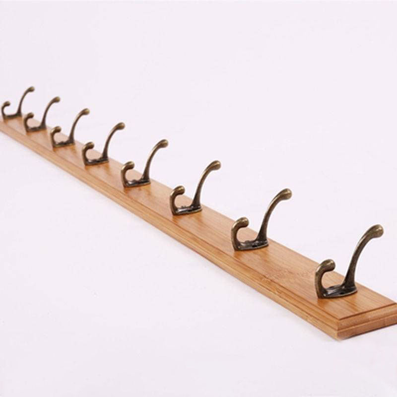 Modern Wooden Entryway Coat Rack Wall-Mounted Coat Hanger with Hooks