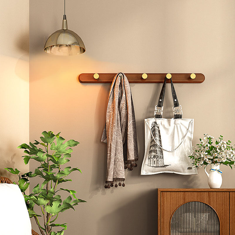 Scandinavian Coat Rack Wood Wall-Mounted Metal Hooks Entryway Coat Hanger