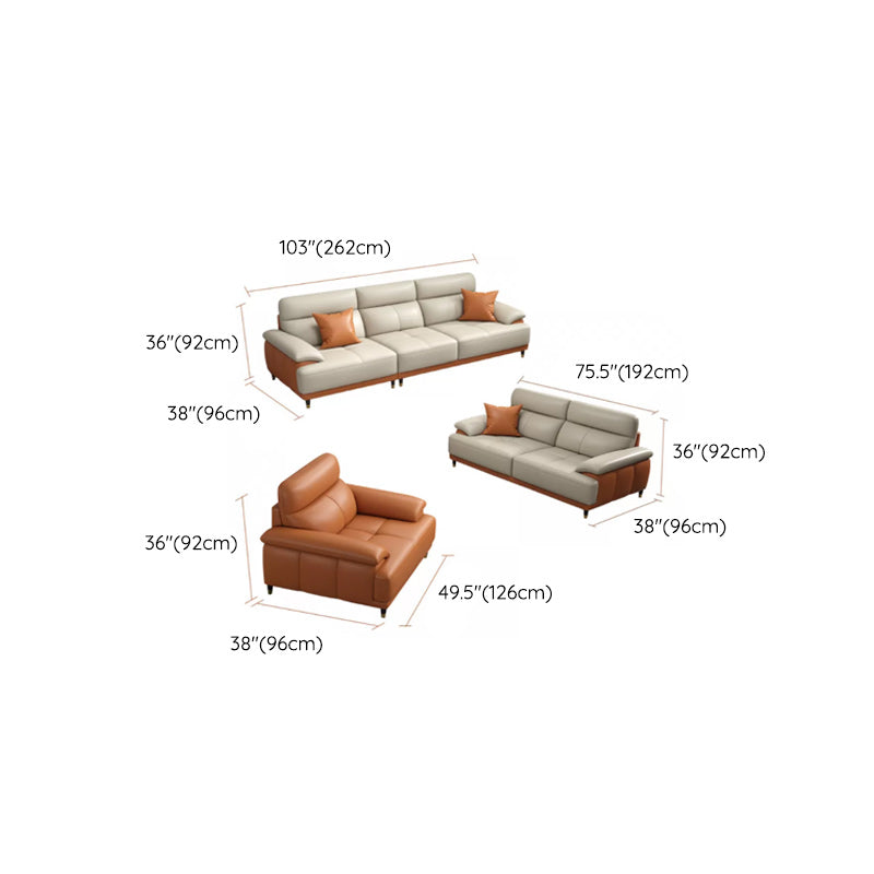 Genuine Leather Sectional Sofa Pillow Top Arm Sofa for Living Room