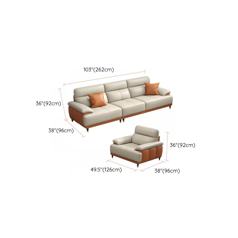 Genuine Leather Sectional Sofa Pillow Top Arm Sofa for Living Room