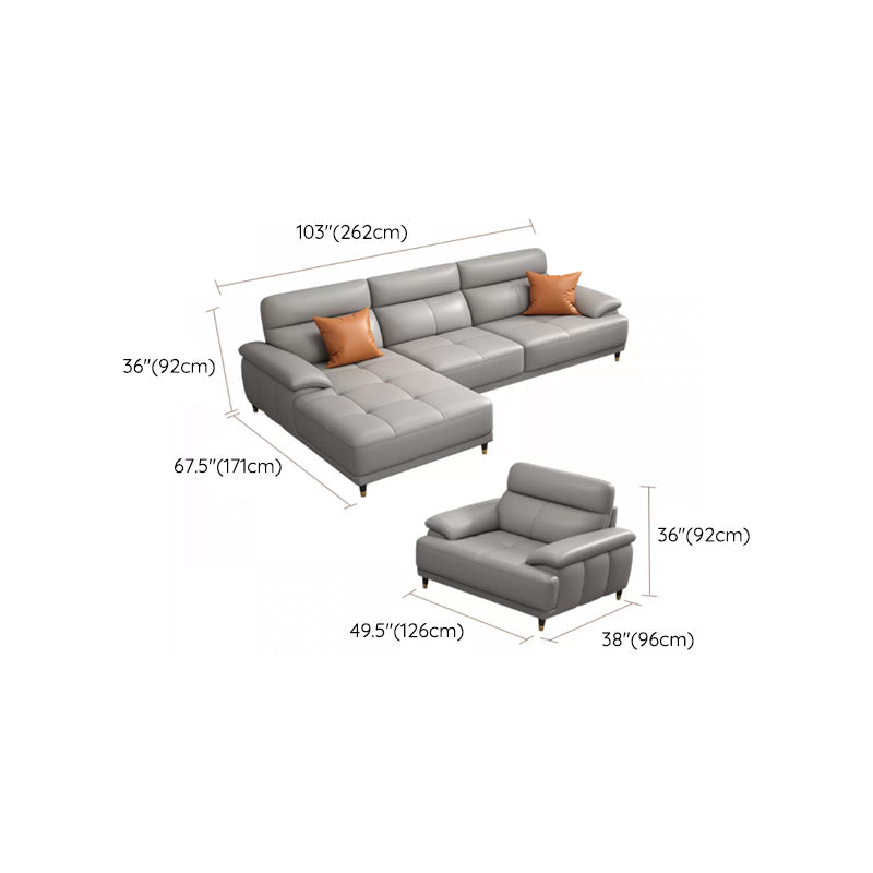 Genuine Leather Sectional Sofa Pillow Top Arm Sofa for Living Room