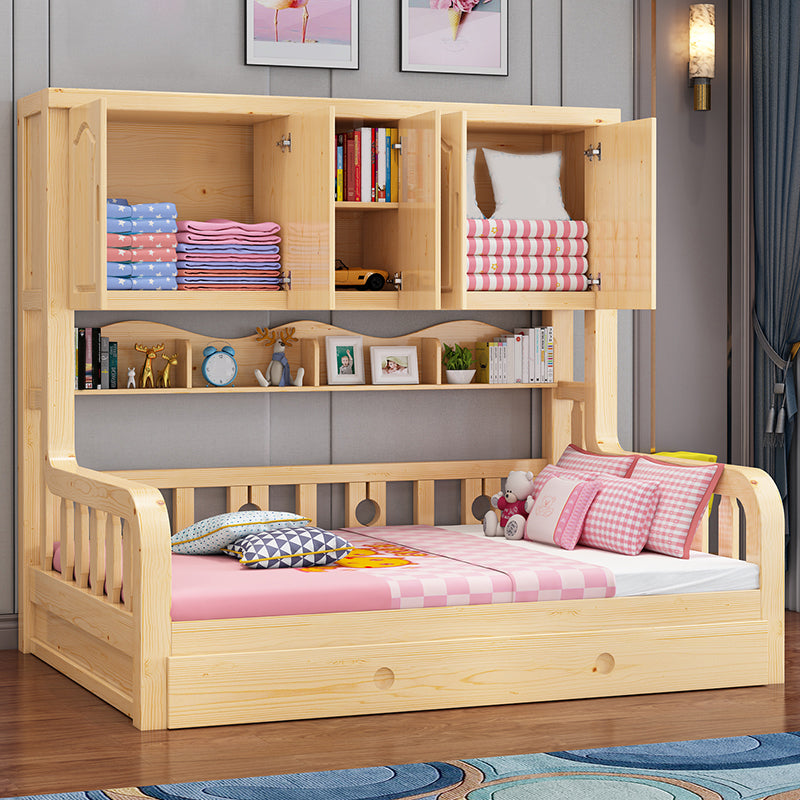 Natural Solid Wood Bunk Bed Contemporary Bunk Bed with Storage