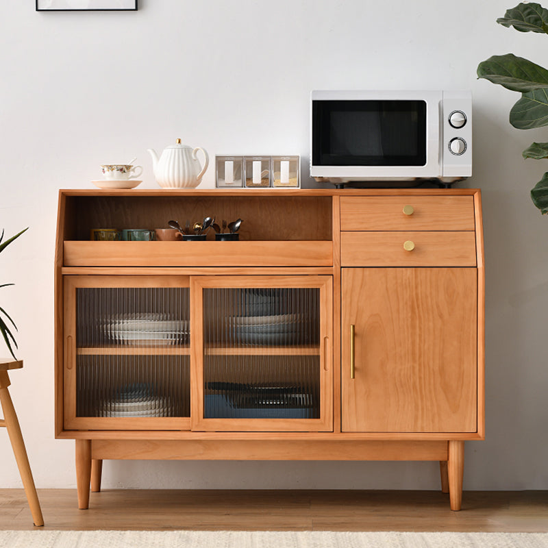 Modern Buffet Sideboard Solid Wood Side Board with Cabinets and Drawers