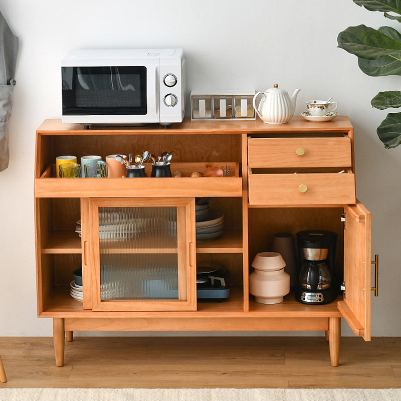 Modern Buffet Sideboard Solid Wood Side Board with Cabinets and Drawers