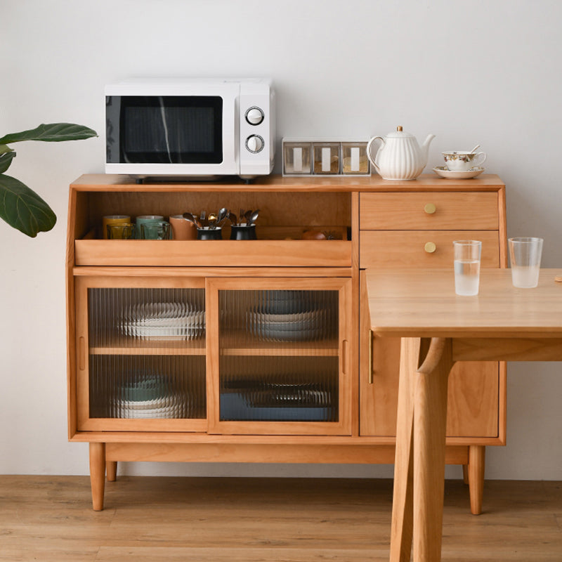 Modern Buffet Sideboard Solid Wood Side Board with Cabinets and Drawers