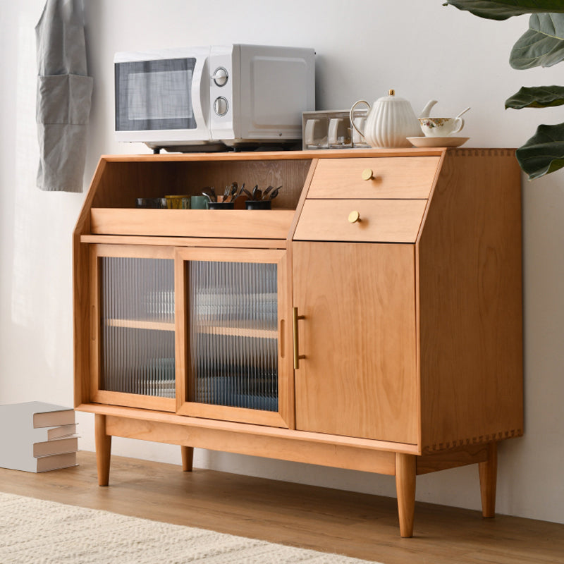 Modern Buffet Sideboard Solid Wood Side Board with Cabinets and Drawers