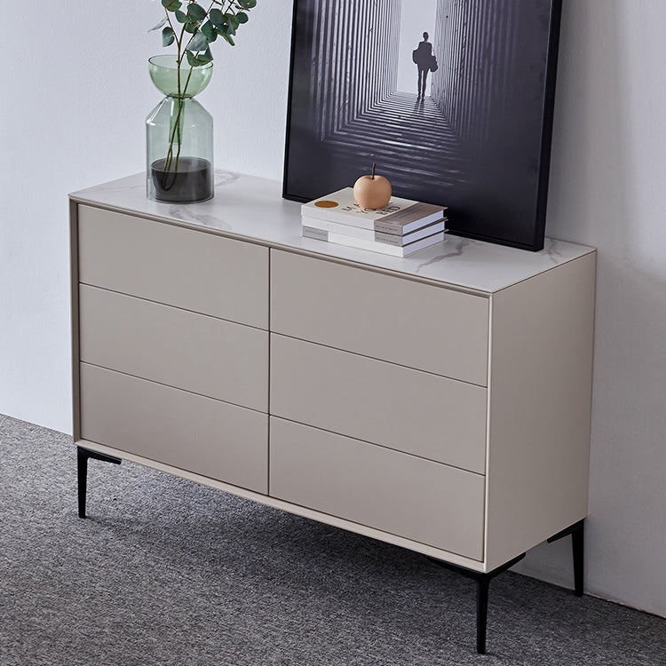 Contemporary Buffet Sideboard with Drawers Stone and Wood Buffet Server