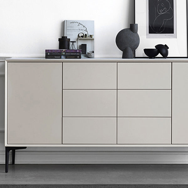 Contemporary Buffet Sideboard with Drawers Stone and Wood Buffet Server