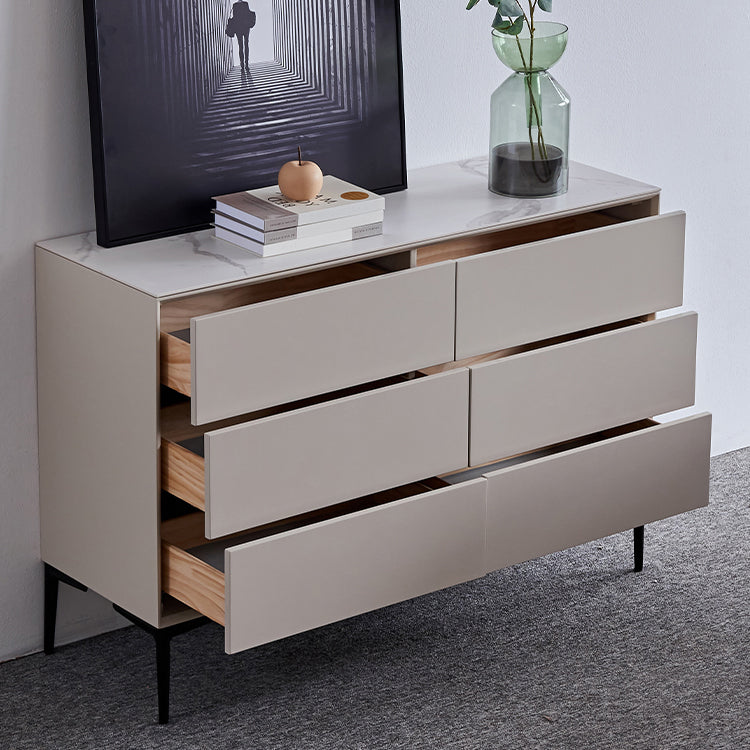 Contemporary Buffet Sideboard with Drawers Stone and Wood Buffet Server