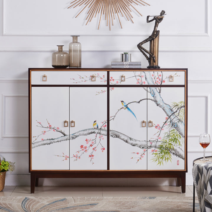 Solid Wood Sideboard Table with Drawers Contemporary Dining Server