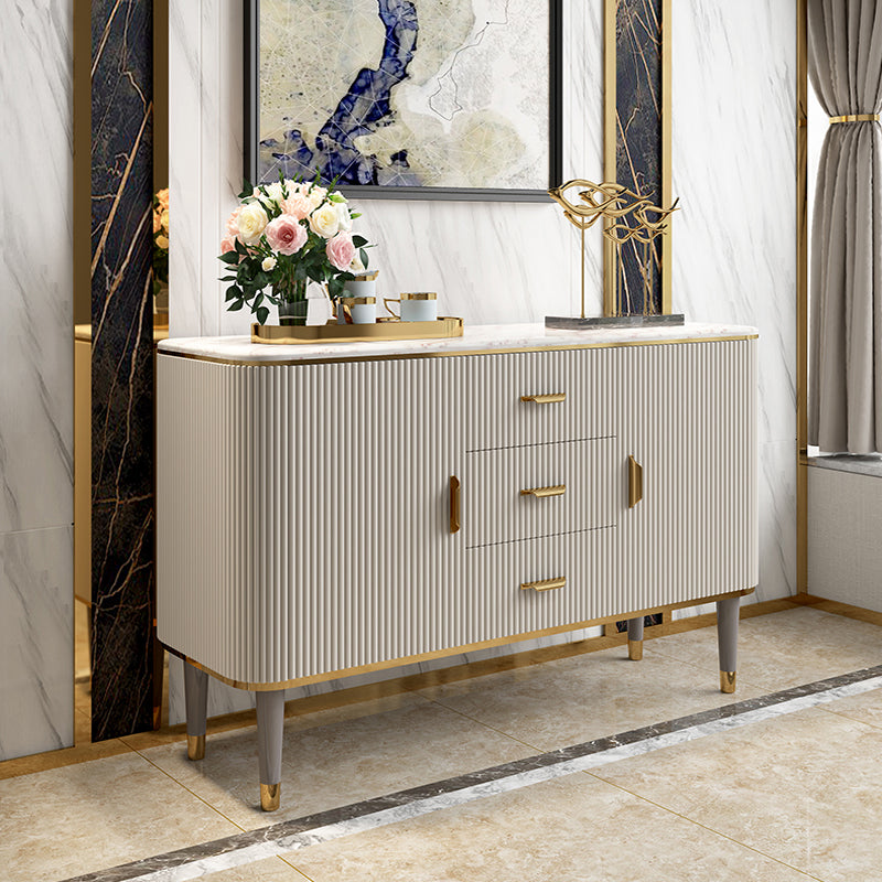 Faux Marble Sideboard Table with Drawers Glam Sideboard Cabinet