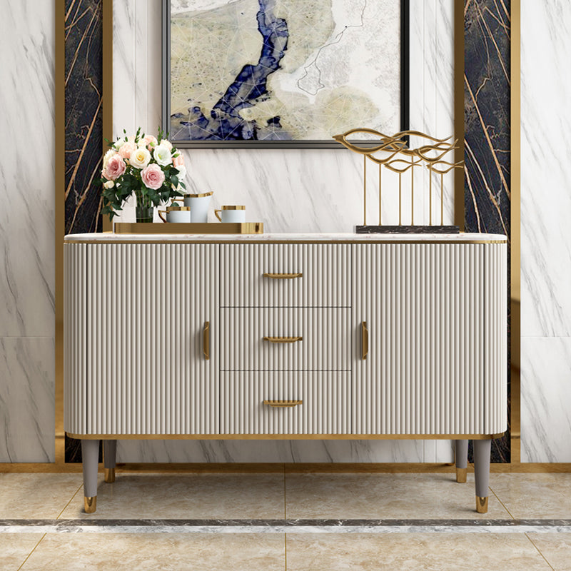 Faux Marble Sideboard Table with Drawers Glam Sideboard Cabinet