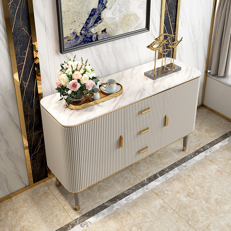 Faux Marble Sideboard Table with Drawers Glam Sideboard Cabinet