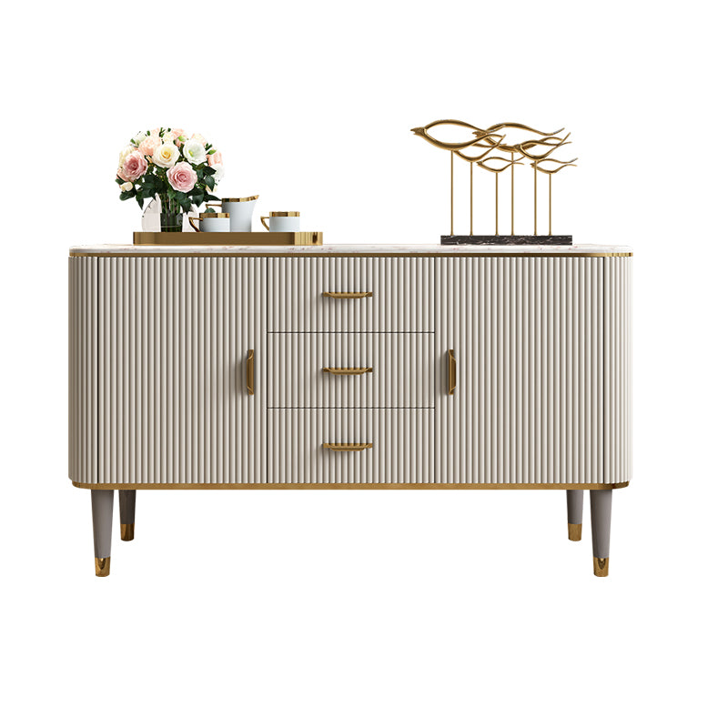 Faux Marble Sideboard Table with Drawers Glam Sideboard Cabinet