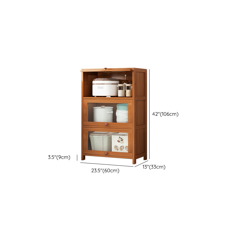 Brown Bamboo Kitchen Server Modern Dining Server for Living Room