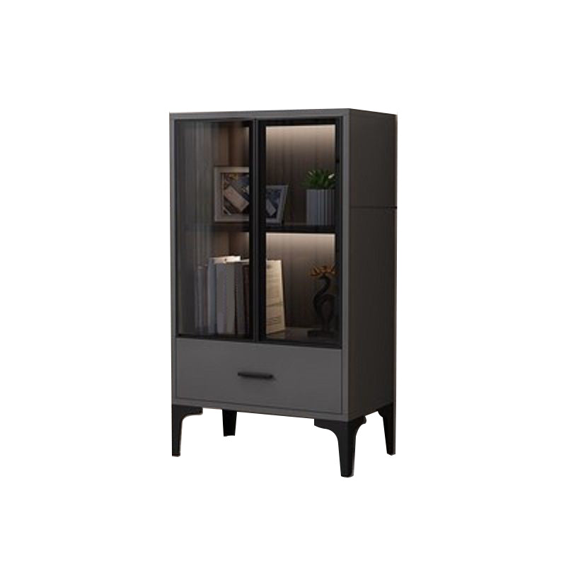 Glam Glass Door Server Wood Dinner Server Cabinet without LED Lights