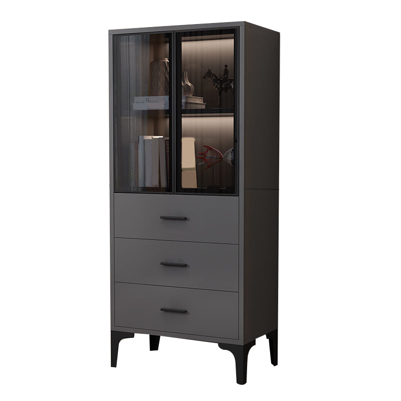 Glam Glass Door Server Wood Dinner Server Cabinet without LED Lights