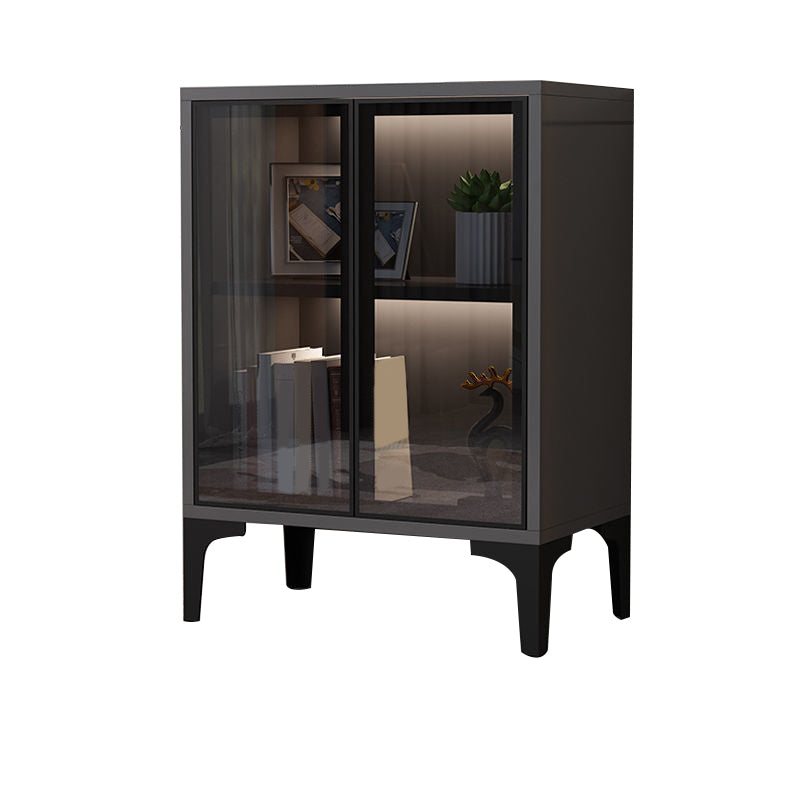 Glam Glass Door Server Wood Dinner Server Cabinet without LED Lights